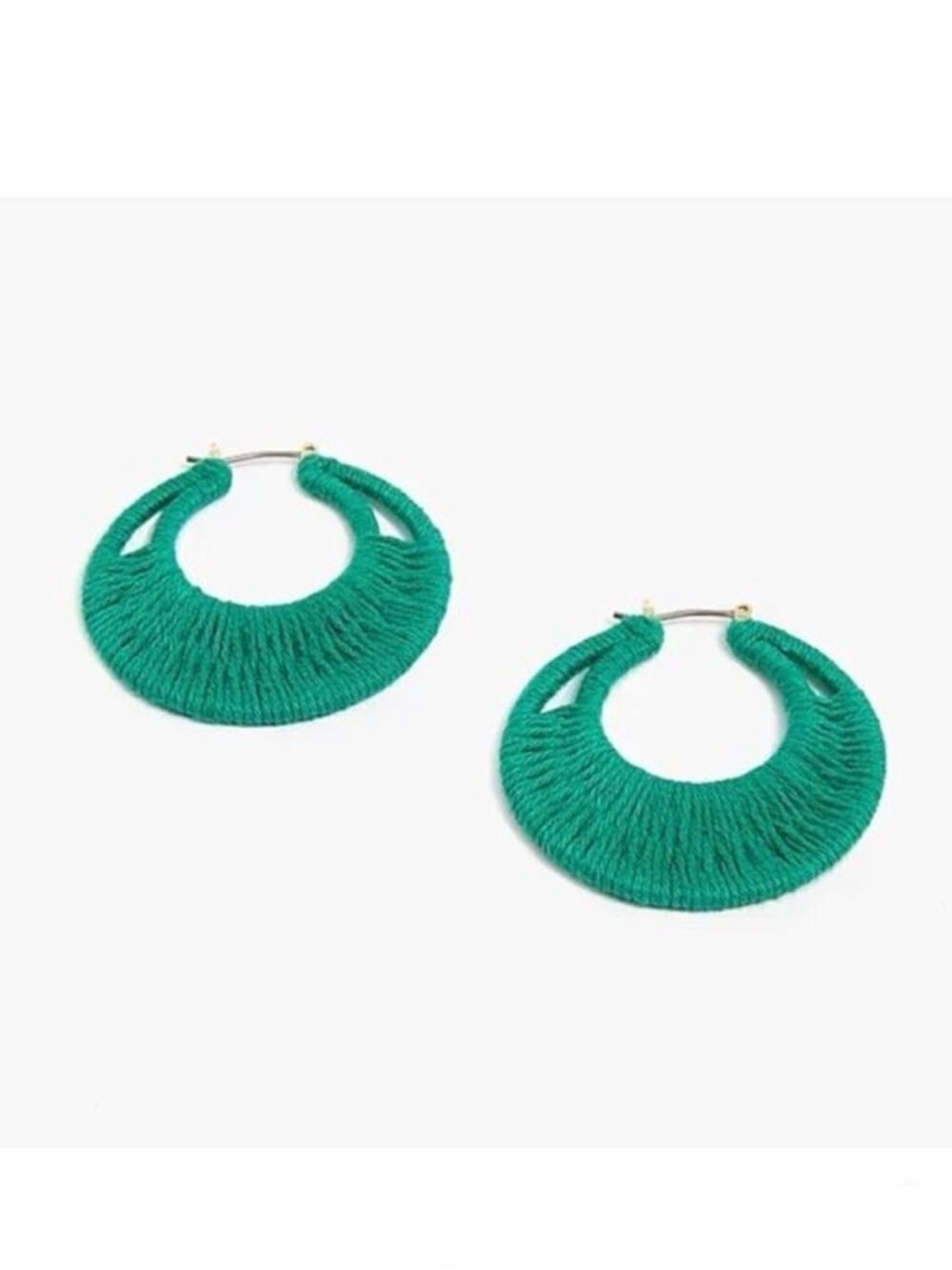 J. Crew Thread-Wrapped Green Hoop Earrings